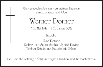 Traueranzeige von Werner Dorner von Süddeutsche Zeitung