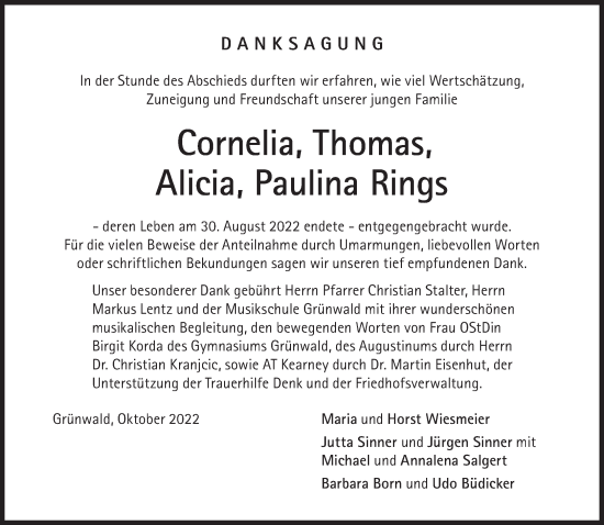 Traueranzeige von Cornelia Rings von Süddeutsche Zeitung