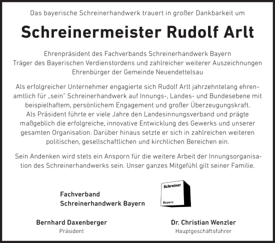 Traueranzeige von Rudolf Arlt von Süddeutsche Zeitung