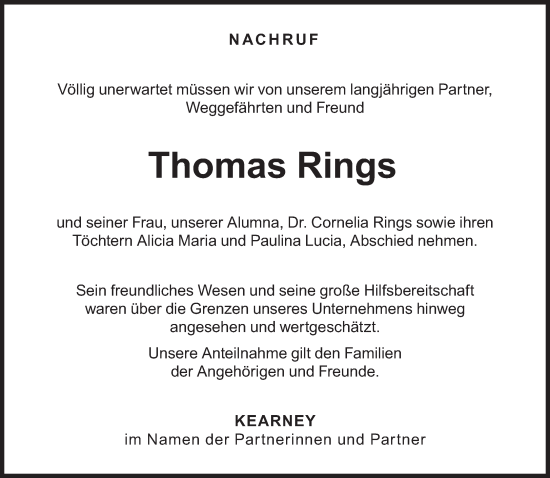 Traueranzeige von Thomas Rings von Süddeutsche Zeitung