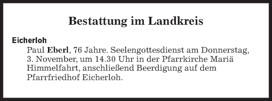 Traueranzeige von Bestattungen vom 03.11.2022 von Süddeutsche Zeitung