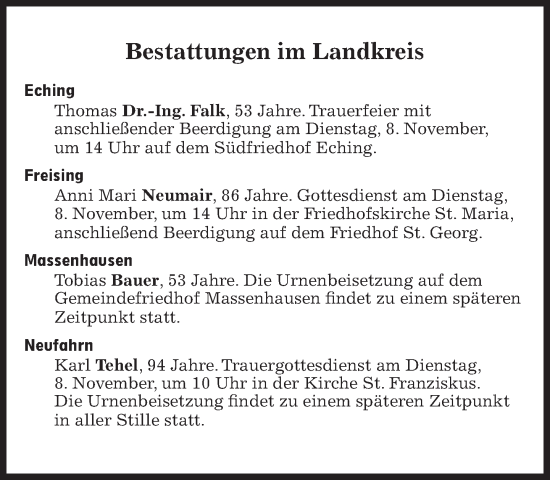 Traueranzeige von Bestattungen vom 08.11.2022 von Süddeutsche Zeitung