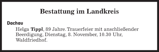 Traueranzeige von Bestattungen vom 08.11.2022 von Süddeutsche Zeitung