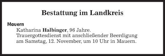 Traueranzeige von Bestattungen vom 12.11.2022 von Süddeutsche Zeitung