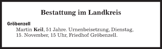 Traueranzeige von Bestattungen vom 15.11.2022 von Süddeutsche Zeitung