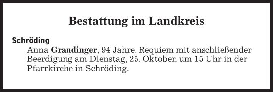 Traueranzeige von Bestattungen vom 25.10.2022 von Süddeutsche Zeitung