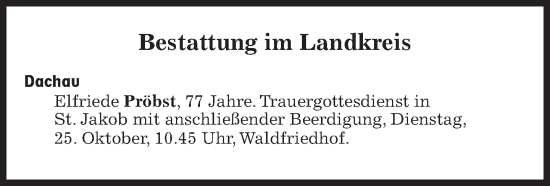 Traueranzeige von Bestattungen vom 25.10.2022 von Süddeutsche Zeitung