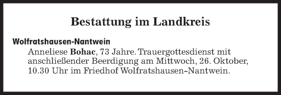 Traueranzeige von Bestattungen vom 26.10.2022 von Süddeutsche Zeitung