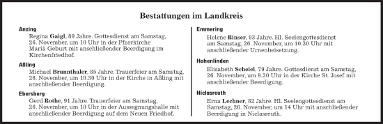 Traueranzeige von Bestattungen vom 26.11.2022 von Süddeutsche Zeitung