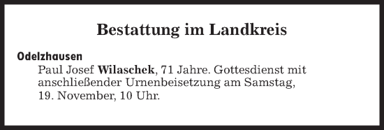 Traueranzeige von Bestattungskalender vom 19.11.2022 von Süddeutsche Zeitung