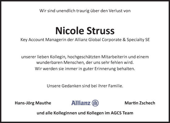 Traueranzeige von Nicole Struss von Süddeutsche Zeitung