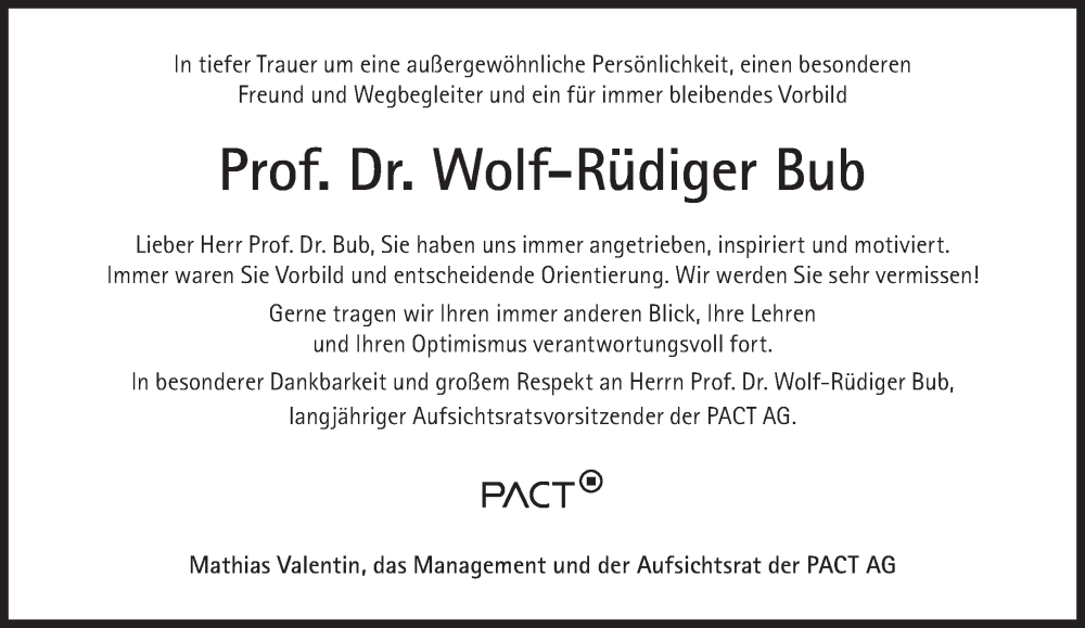  Traueranzeige für Wolf-Rüdiger Bub vom 05.11.2022 aus Süddeutsche Zeitung