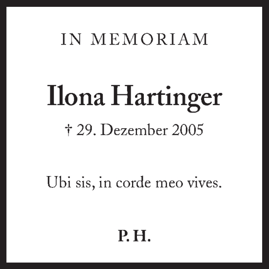 Traueranzeige von Ilona Hartinger von Süddeutsche Zeitung