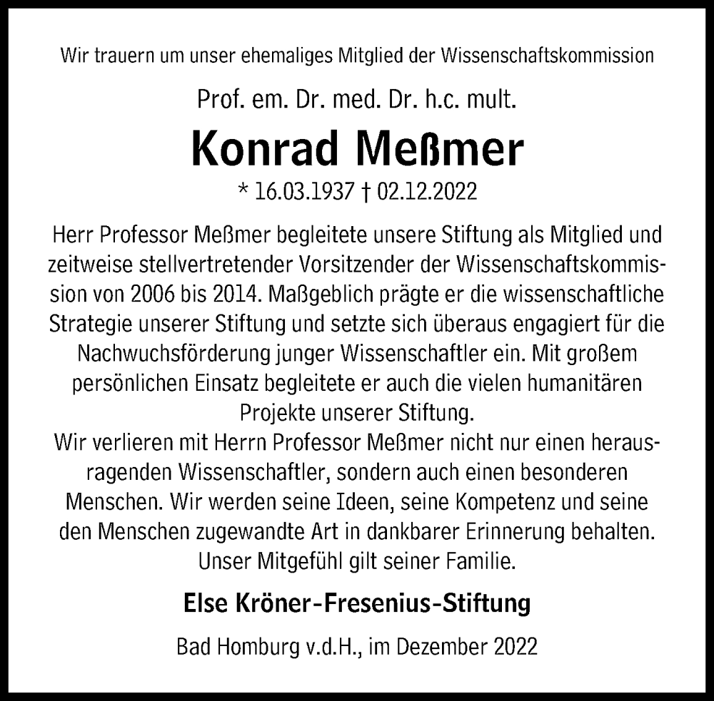  Traueranzeige für Konrad Meßmer vom 31.12.2022 aus Süddeutsche Zeitung