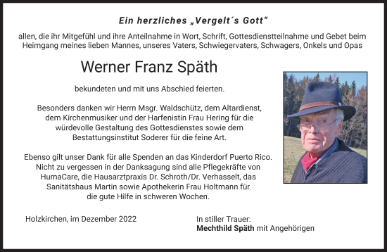 Traueranzeige von Werner Franz Späth von Süddeutsche Zeitung