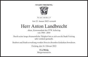 Traueranzeige von Anton Landbrecht von Süddeutsche Zeitung