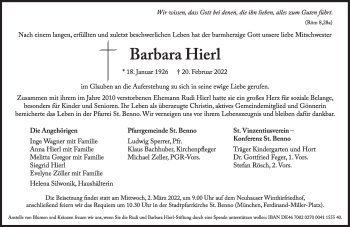 Traueranzeige von Barbara Hierl von Süddeutsche Zeitung