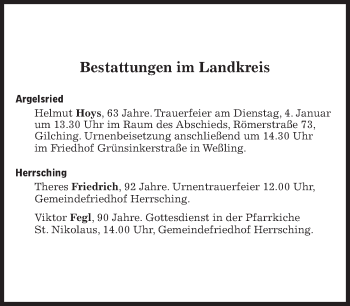 Traueranzeige von Bestattungskalender vom 03.01.2022  von Süddeutsche Zeitung