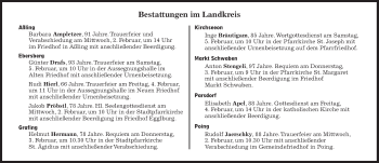 Traueranzeige von Bestattungskalender vom 02.02.2022  von Süddeutsche Zeitung