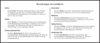 Traueranzeige von Bestattungskalender vom 10.02.2022  von Süddeutsche Zeitung