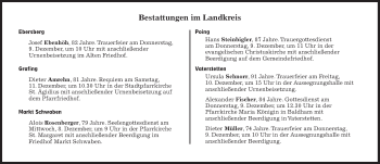 Traueranzeige von Bestattungskalender vom 08.12.2021  von Süddeutsche Zeitung