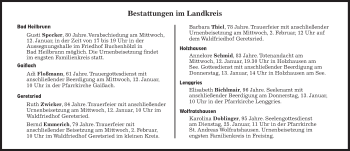 Traueranzeige von Bestattungskalender vom 12.01.2022  von Süddeutsche Zeitung