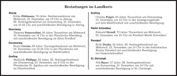 Traueranzeige von Bestattungskalender vom 22.12.2021  von Süddeutsche Zeitung