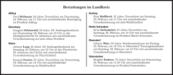 Traueranzeige von Bestattungskalender vom 24.02.2022  von Süddeutsche Zeitung