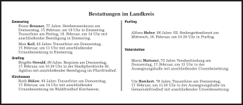 Traueranzeige von Bestattungskalender vom 16.02.2022  von Süddeutsche Zeitung
