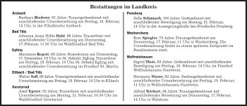Traueranzeige von Bestattungskalender vom 17.02.2022  von Süddeutsche Zeitung