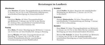 Traueranzeige von Bestattungskalender vom 05.01.2022  von Süddeutsche Zeitung