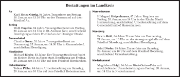 Traueranzeige von Bestattungskalender vom 27.01.2022  von Süddeutsche Zeitung
