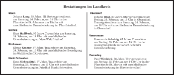 Traueranzeige von Bestattungskalender vom 25.02.2022  von Süddeutsche Zeitung