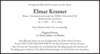 Traueranzeige von Elmar Kramer von Süddeutsche Zeitung