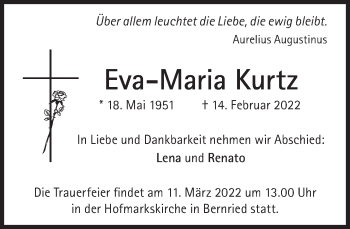 Traueranzeige von Eva-Maria Kurtz von Süddeutsche Zeitung