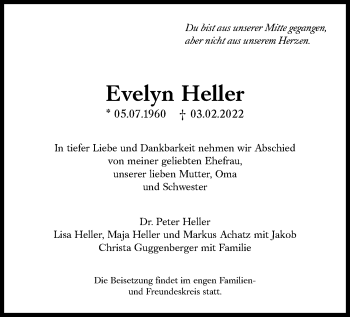 Traueranzeige von Evelyn Heller von Süddeutsche Zeitung