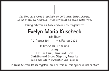 Traueranzeige von Evelyn Maria Kuscheck von Süddeutsche Zeitung