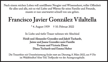 Traueranzeige von Francisko Javier Gonzalez Vilaltella von Süddeutsche Zeitung