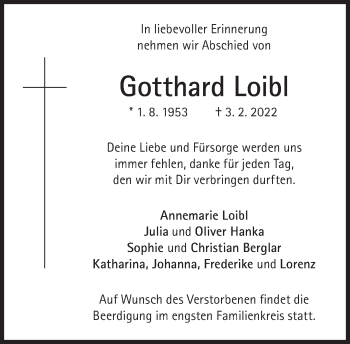 Traueranzeige von Gotthard Loibl von Süddeutsche Zeitung