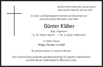 Traueranzeige von Günter Kläber von Süddeutsche Zeitung