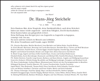 Traueranzeige von Hans-Jörg Steichele von Süddeutsche Zeitung