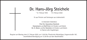 Traueranzeige von Hans-Jörg Steichele von Süddeutsche Zeitung
