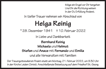 Traueranzeige von Helga Reinig von Süddeutsche Zeitung
