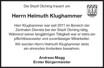 Traueranzeige von Helmuth Klughammer von Süddeutsche Zeitung
