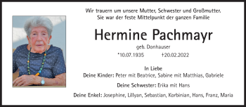 Traueranzeige von Hermine Pachmayr von Süddeutsche Zeitung