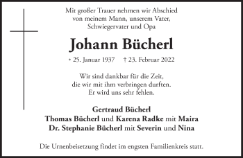 Traueranzeige von Johann Bücherl von Süddeutsche Zeitung