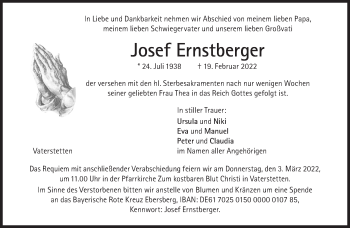 Traueranzeige von Josef Ernstberger von Süddeutsche Zeitung