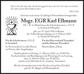 Traueranzeige von Karl Ellmann von Süddeutsche Zeitung