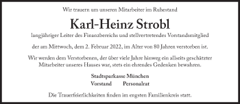 Traueranzeige von Karl-Heinz Strobl von Süddeutsche Zeitung
