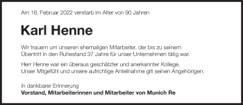 Traueranzeige von Karl Henne von Süddeutsche Zeitung
